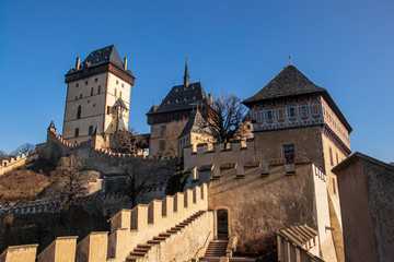 Walls of Karlstejn castle, day time