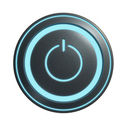 Power start button or ignition launching button with blue light
