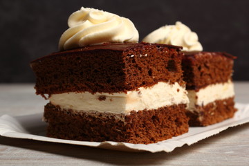 Cream Pie. Chocolate Sponge Cake filled with whipped cream.