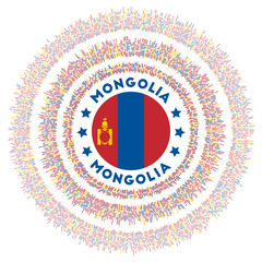 Mongolia symbol. Radiant country flag with colorful rays. Shiny sunburst with Mongolia flag. Cool vector illustration.
