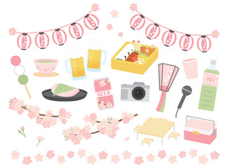 お花見　桜　春　イラストセット