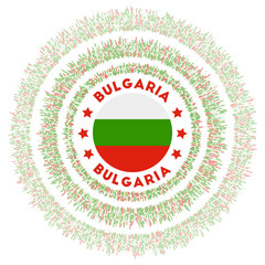 Bulgaria symbol. Radiant country flag with colorful rays. Shiny sunburst with Bulgaria flag. Amazing vector illustration.