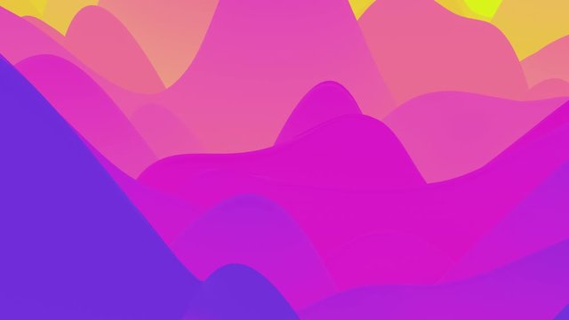 4k seamless loop with abstract fluid fiolet gradients, inner glow wavy surface. Beautiful color gradients as abstract liquid background, smooth animation. 3d in flat pleasant modern style