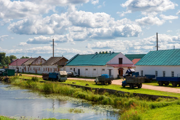 View of the courtyard of the monastery. Nilo-Stolobenskaya Pustyn. Is situated on Stolobny Island in Lake Seliger. Tver region, Russia