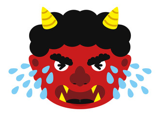 イラスト：鬼 おに オニ 節分 豆まき 素材 表情 顔 赤鬼 アカオニ 赤 あか（ベクター有）