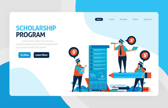 Landing page for scholarship education program, open donations and funding for outstanding student, Low interest loans for educational institutions, tuition fees. for banner, web, website, mobile apps