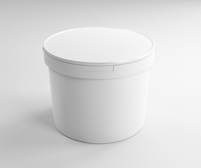 Closed white tin can template. Paint bucket container on white backround. 3D rendering. 3D illustration.