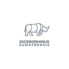 Vector Logo Illustration Rhino Line Art