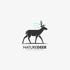 Vector Logo Illustration Nature Deer Silhouette
