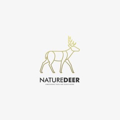 Vector Logo Illustration Nature Deer Line Art Style