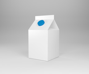 Milk and juice packaging. Paper box pack mockup. White carton package on white background. 3D illustration. 3D rendering.