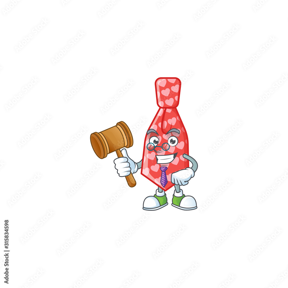 Sticker Smart Judge red love tie in mascot cartoon character style