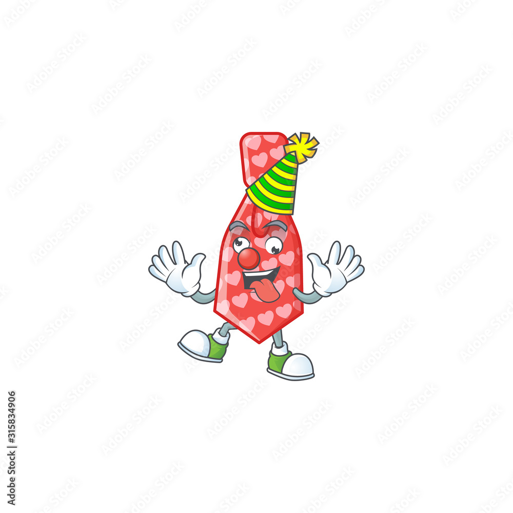 Poster Funny Clown red love tie cartoon character mascot design