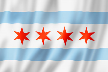 Fototapeta premium Chicago city flag, Illinois, USA