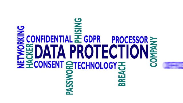 Data Protection typography animation. Kinetic typography in 4k resolution