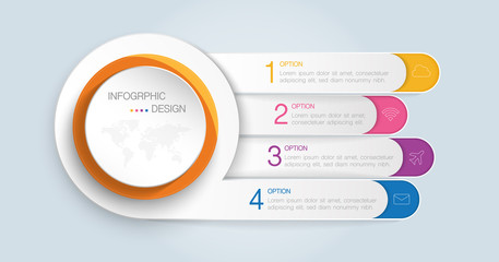Infographic template  for business, education, web design, banners, brochures, flyers, diagram, workflow, timeline, plan with 4 steps or options