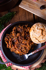 Polish bigos with sausage and dried plum