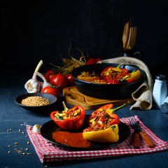 Peppers with spelled, sheep's cheese filling