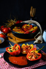 Peppers with spelled, sheep's cheese filling