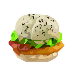 White burger with cheese, vector.