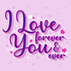 Love background with typography design- Vector illustration