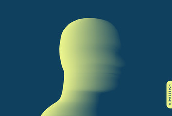Depression. Psychology or philosophy concept. Abstract human head silhouette with color gradient. Vector illustration.
