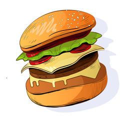 Burger vector illustration. Fast food icon.