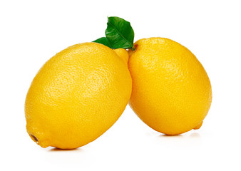 Whole lemon fruit isolated on white background