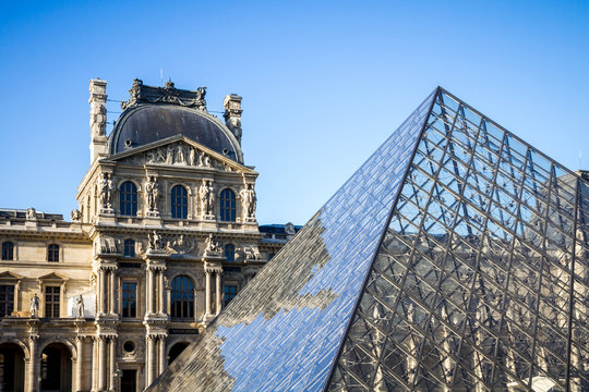 PARIS - September 10, 2019 : Louvre Museum and Pyramid