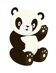 Obraz na płótnie Canvas Stylized panda full body drawing. Simple panda bear icon or logo design