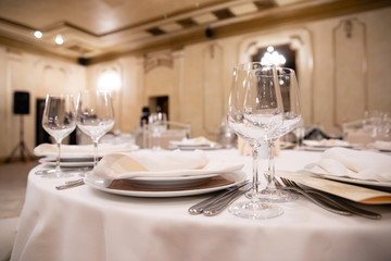 Served table in the restaurant