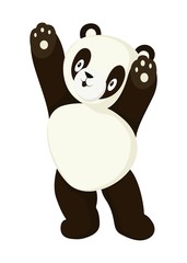 Stylized panda full body drawing. Simple panda bear icon or logo design
