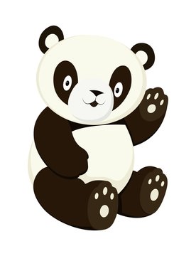 Stylized panda full body drawing. Simple panda bear icon or logo design
