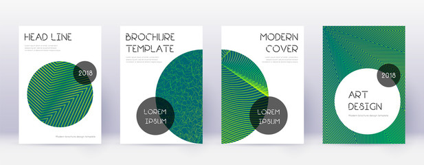 Trendy brochure design template set. Green abstrac