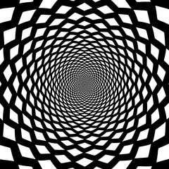 Vector - Radiating geometric background.Black and white square pattern.