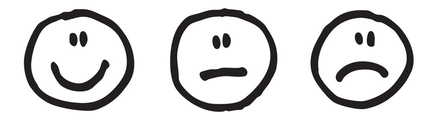 icons of emotions. Hand drawn vector illustrations isolated on white background.