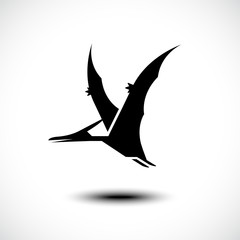 Flying pteranodon dinosaur icon. Vector illustration. 