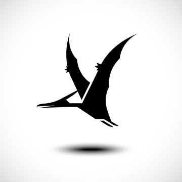 Flying Pteranodon Dinosaur Icon. Vector Illustration. 