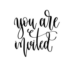 you are invited - hand lettering inscription to wedding invitation or Valentines day