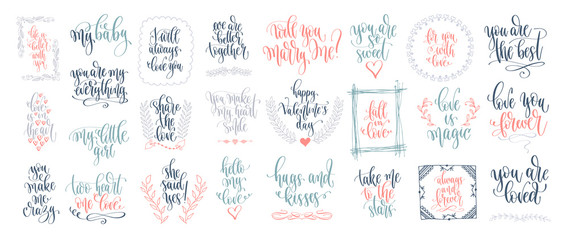 set of 25 hand lettering inscription to wedding party or valentines day design