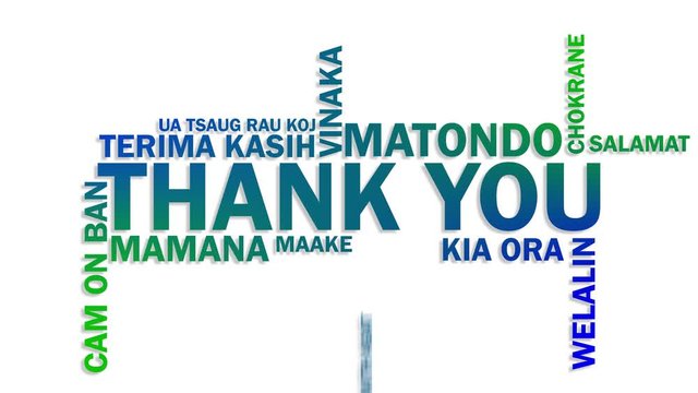 Thank You word cloud animation, isolated on white background. Text design typography animation in 4k resolution