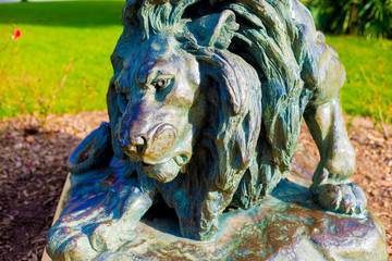 Lion in the Tourists destination Barcelona, Spain. Barcelona is known as an Artistic city located in the east coast of Spain..