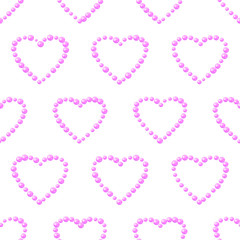Elegant pink heart on a white background. Vector seamless pattern.