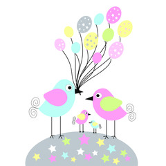 bird with balloons