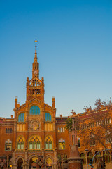 Fototapeta premium BARCELONA, SPAIN - January 6, 2019: Hospital de La Santa Creu i Sant Pau in Barcelona, Spain. Barcelona is known as an Artistic city located in the east coast of Spain..