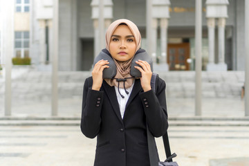 Fototapeta premium Cute Malay Woman wearing hijab outdoor executive