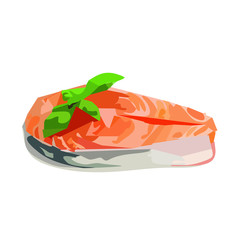 Fish steak on a white background.