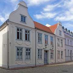 Historische Gebäude in der Altstadt von Güstrow, Mecklenburg-Vorpommern, Deutschland