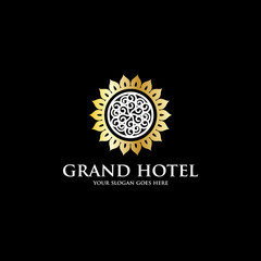 grand sun hotel logo inspiration, luxury hotel logo template