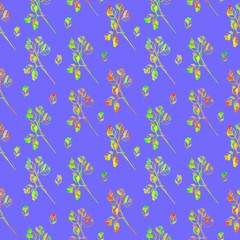 Fototapeta na wymiar Children's drawing style, flowers seamless pattern. Multicolored naive style floral pencil hand drawn. Design for fabric, wallpaper, kids room, packaging, paper, print. Color design.